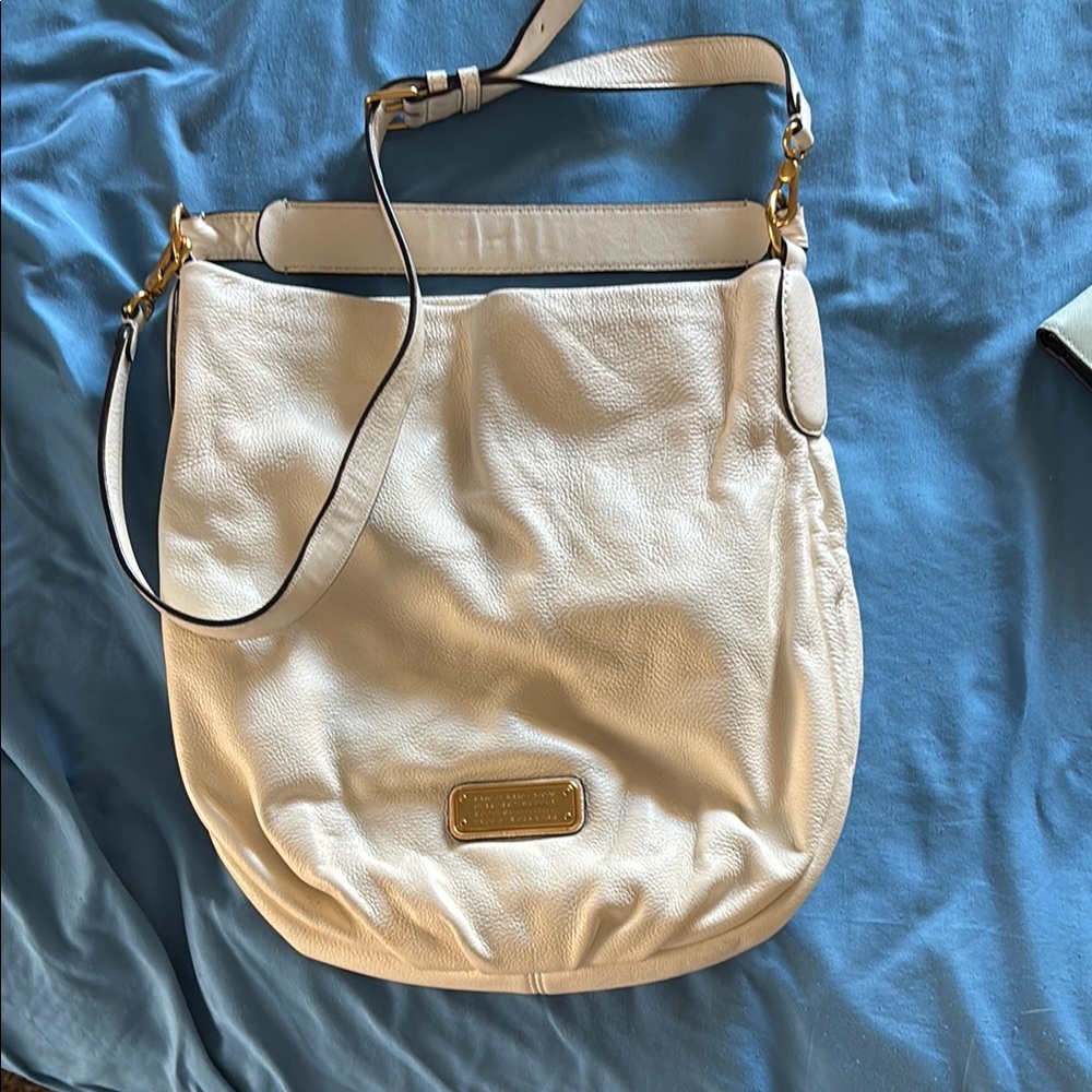 Marc Jacobs Cream Structured Shoulder Bag with Gold Accents